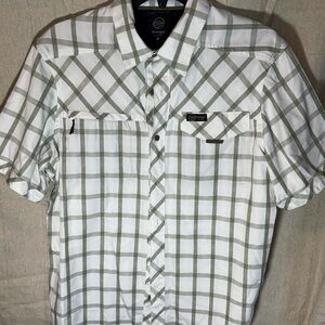 Wrangler Men's White and Green Checkered Shirt
